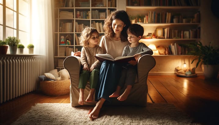 mom reading to her kids